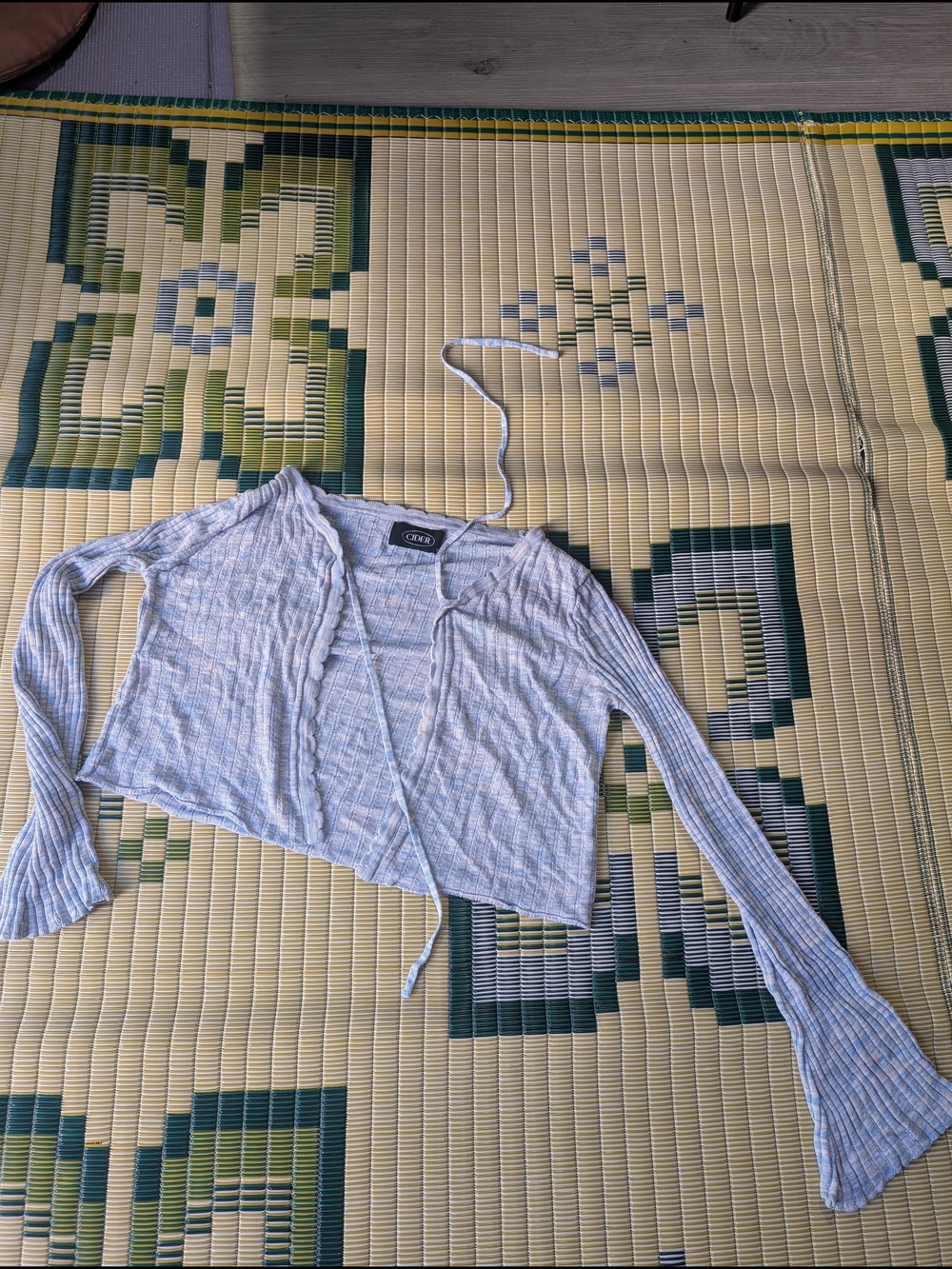 Bundle 3/$20 Cider Light Blue Ribbed Tie-Front Crop Top